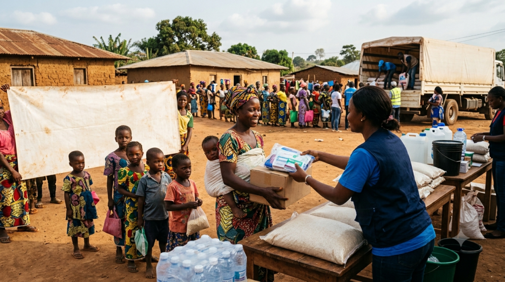 Ndichia Foundation distributing humanitarian aid and relief items to vulnerable families in Cameroon